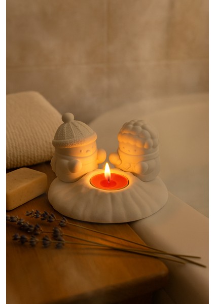 Ateş Başında Isınan Kardan Adam Mumluk Seti – El Yapımı Yılbaşı Dekoru modelleri