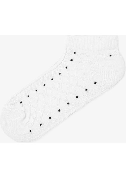 5 Çift Pamuklu Kendinden Desenli Puantiyeli Patik Çorap