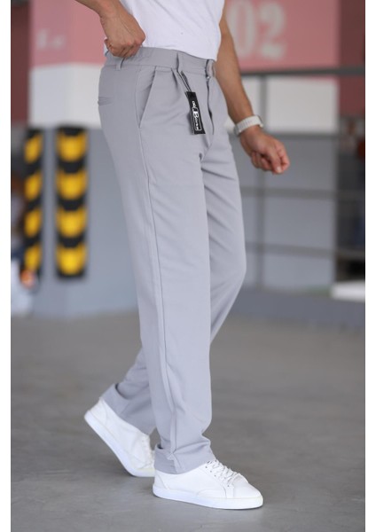 Çift Pileli Gri Renk Beli Yarım Lastikli Kaliteli Rahat Kesim Örme Baggy Pantolon indirimleri