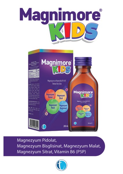 Kids Magnezyum 200 ml Pidolat Bisglisinat Sitrat Malat Vitamin B6