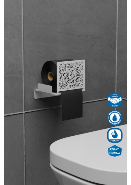 Desenli Peçetelik Tuvalet Kağıtlığı Paslanmaya Dayanaklı Kolay Montaj