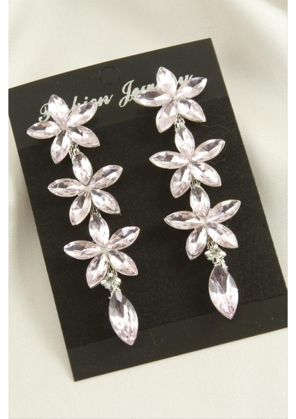 Papatya Kristal Taşlı Küpe