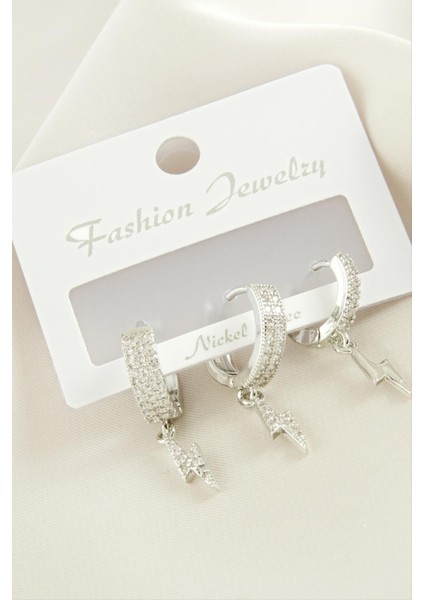 3 Adet Şimşek Zirkon Taşlı Küpe