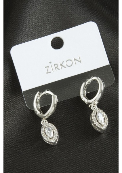 Oval Zirkon Taşlı Küpe