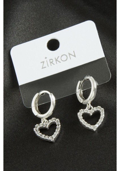 Kalp Zirkon Taşlı Küpe