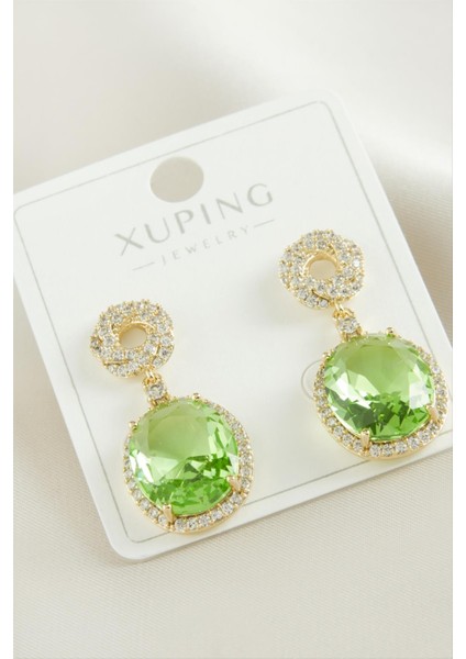 Xuping Oval Zirkon Taşlı Lüks Çelik Küpe