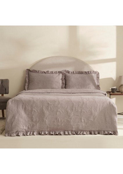 Lavinya %100 Pamuk Çift Kişilik Yatak Örtüsü Takımı Gri