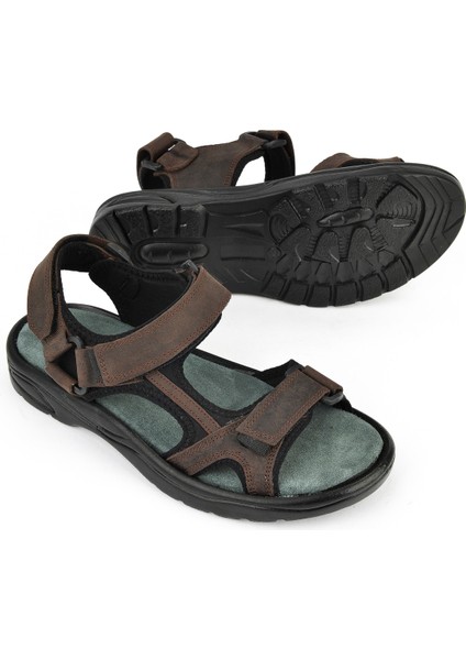 , Erkek Hakiki Deri Sandalet 1511052Z5340 Kahve fırsatları