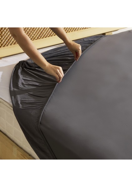 Penye Çift Kişilik %100 Pamuk Lastikli Çarşaf Antrasit fiyatları