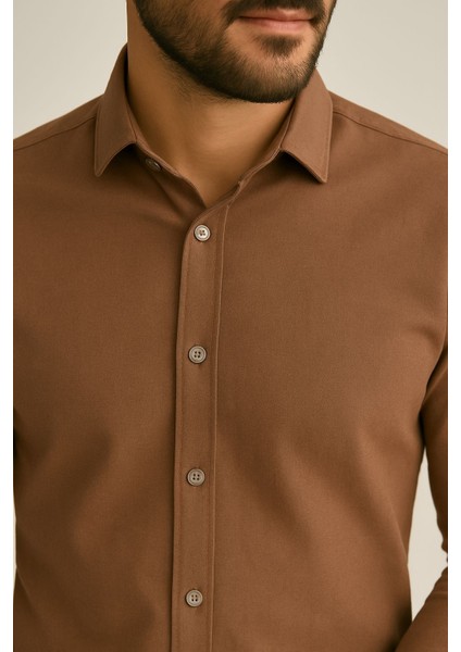 Sofya Keten Dokulu Uzun Kollu Kahve Erkek Gömlek fiyatları