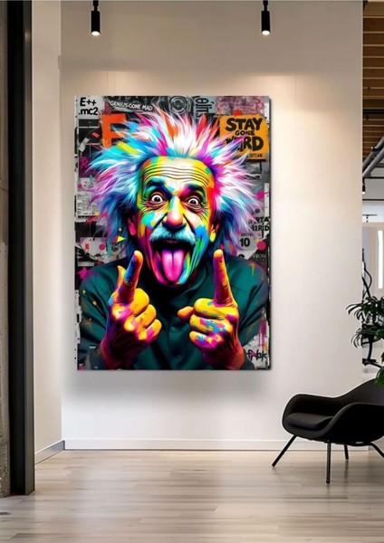 Albert Einstein Kanvas Ev Duvar Salon Ofis Dükkan Hediyelik Dekarasyon Ölçü Seçmeyi Unutmayınız
