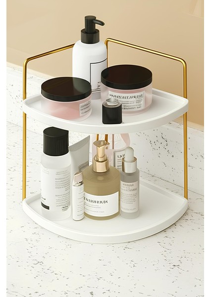 Dekoratif 2 Katlı Raf | Çok Amaçlı Organizer Paslanmaz Çelik & Ahşap Stand – Salon, Mutfak, Banyo, Çalışma Alanı Için fiyatları