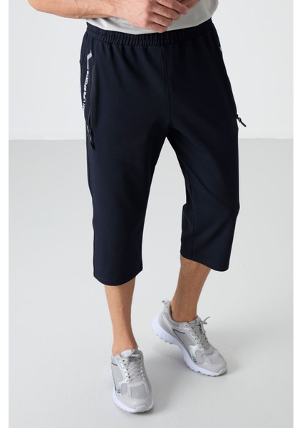 Lacivert - Beyaz Fermuar Cepli Standart Kalıp Klasik Paça Erkek Kapri - 83091 fiyatları