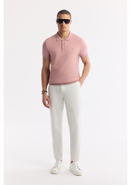 Erkek Pembe Polo Yaka Viskon Karışımlı Basic Triko Regular Fit T-Shirt B005120 modelleri