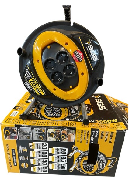 20 Metre Makaralı Uzatma Kablosu Sgs 2133 3x2,5 20MT