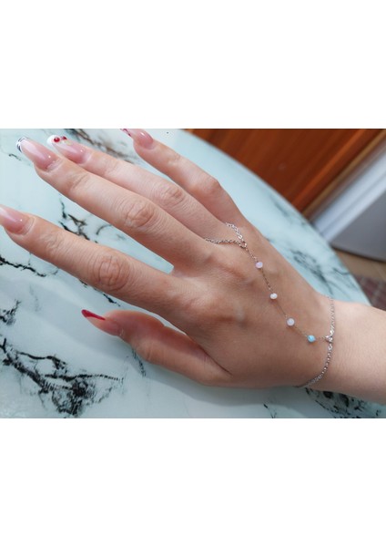 -Ebruly-Renkli Boncuk Çelik Gümüş Şahmeran