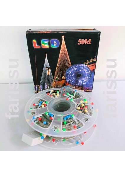 50 Metre Rgb Renkli Peri LED Işık – Fişli Dış Mekan Dekoratif Aydınlatma