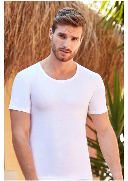 Berrak 3'lü Bisiklet Yaka %100 Pamuk Kısa Kollu Erkek Fanila - Atlet