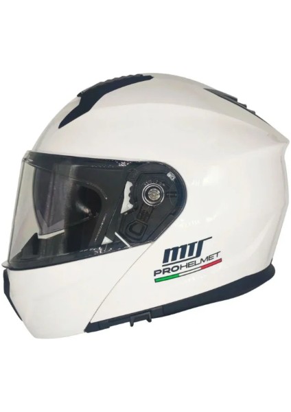 M-966 Çene Açılır Kask Güneş Vizörlü White (L)