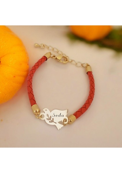 14 Ayar Altın Plakalı Seda Ismine Özel Hakiki Turuncu Derili Kuş Figürlü Hediye BILEKLIK-468ISIM fiyatları