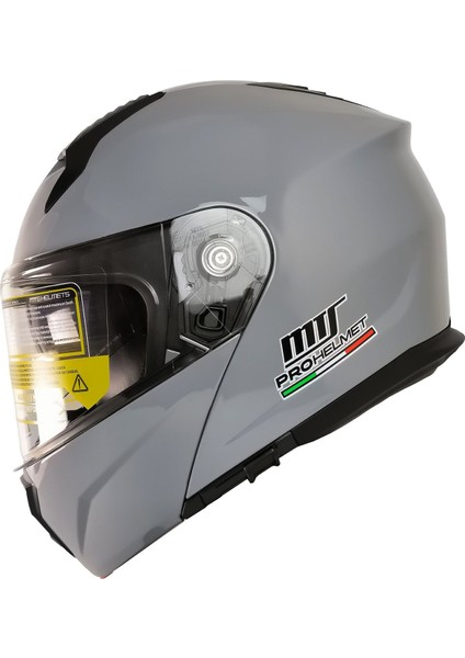 M-966 Çene Açılır Kask Güneş Vizörlü Grey (M)