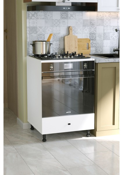 Vina Ayaklı Fırın Dolabı Alttan Kapaklı Dekoratif Ankastre Dolabı