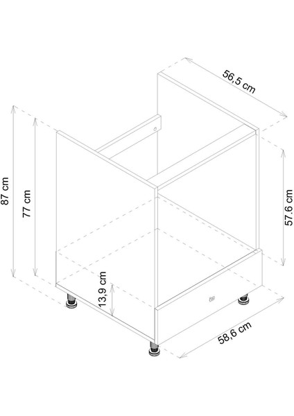 Vina Ayaklı Fırın Dolabı Alttan Kapaklı Dekoratif Ankastre Dolabı indirimleri