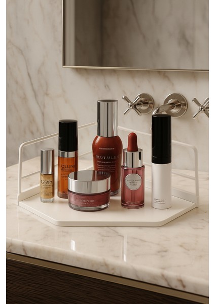 Banyo Kozmetik Takı Düzenleyici Masaüstü Raf Çok Amaçlı Mutfak Rafı - Servis Sunum Ikramlık Tepsisi Takı Ve Makyaj Malzemesi İçin Çok Amaçlı Düzenleyici Dekoratif Ahşap Organizer