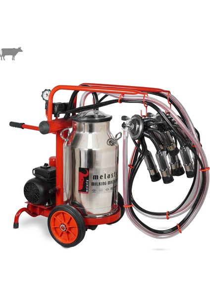 Ecomini Ikili Inek Süt Sağma Makinesi (Paslanmaz Güğüm-Kauçuk) (Kuru)