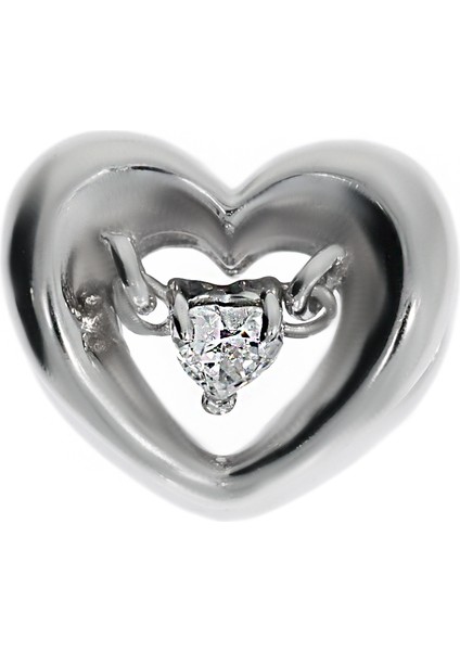 Kadın Içinde Sallanan Taş Detay Kalp Model Gümüş Charm
