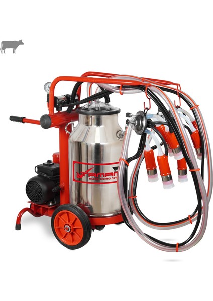 Ecomini Ikili Inek Süt Sağma Makinesi (Paslanmaz Güğüm-Silikon) (Kuru)