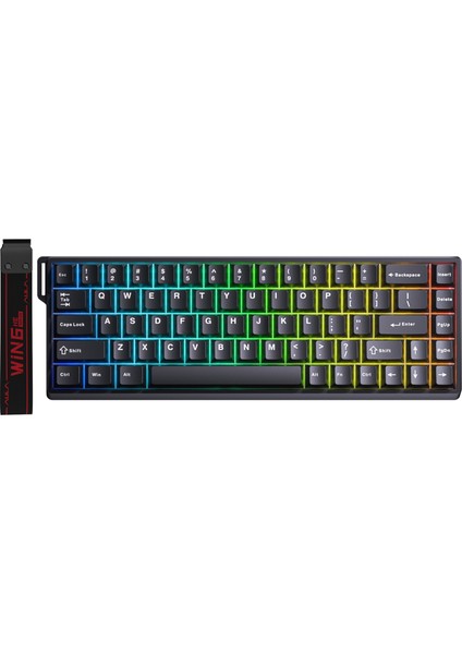 WIN68 He Manyetik Klavye Rapid Trigger Graywood Swtich 8000Hz Rgb Tkl Hot Swap Oyuncu Klavyesi Siyah