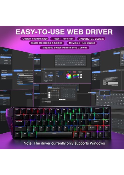 WIN68 He Manyetik Klavye Rapid Trigger Graywood Swtich 8000Hz Rgb Tkl Hot Swap Oyuncu Klavyesi Siyah fırsatları