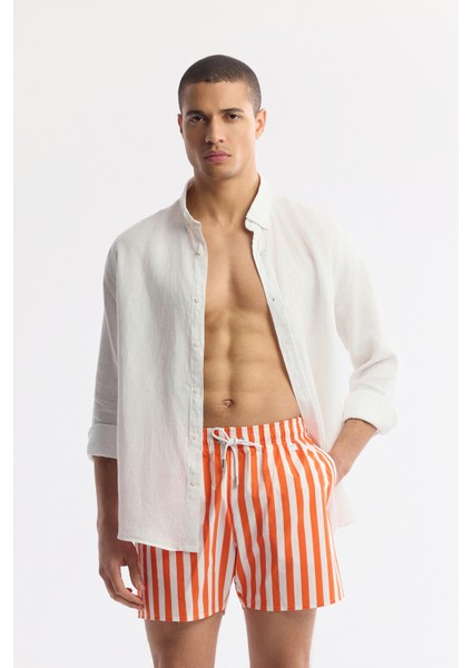 Erkek Mercan Hızlı Kuruyan Baskılı Çantalı Relaxed Fit Relaxed Fit Deniz Şortu A51Y3823