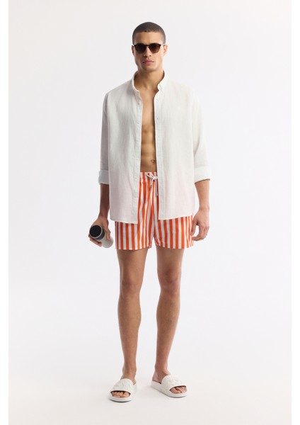 Erkek Mercan Hızlı Kuruyan Baskılı Çantalı Relaxed Fit Relaxed Fit Deniz Şortu A51Y3823