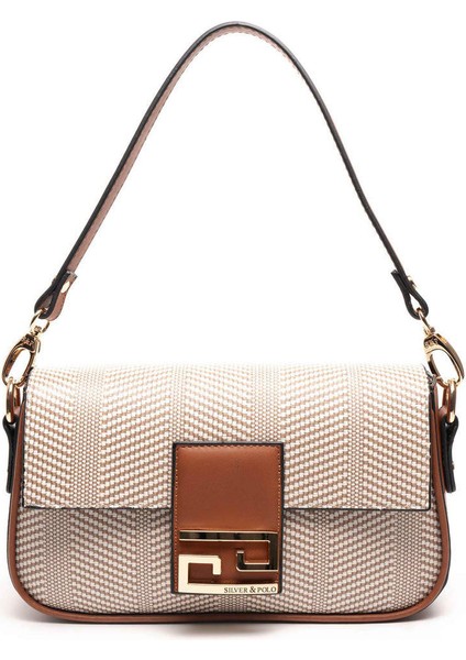 Kadın Çapraz Çanta 1179-46360 Sılver Polo Çapraz Bayan Çantası M132 Bej-Mat Taba
