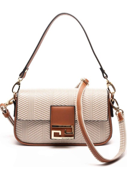 Kadın Çapraz Çanta 1179-46360 Sılver Polo Çapraz Bayan Çantası M132 Bej-Mat Taba