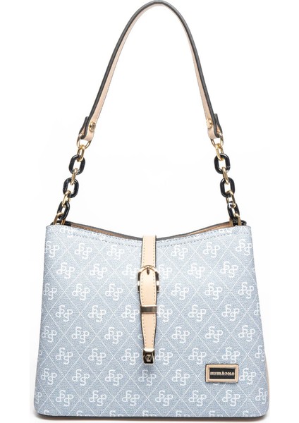 Kadın Omuz Çantası 974-46398 Sılver Polo Bayan Çantası M178 Mavi-Mat Ten