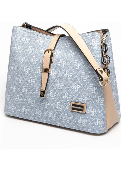 Kadın Omuz Çantası 974-46398 Sılver Polo Bayan Çantası M178 Mavi-Mat Ten