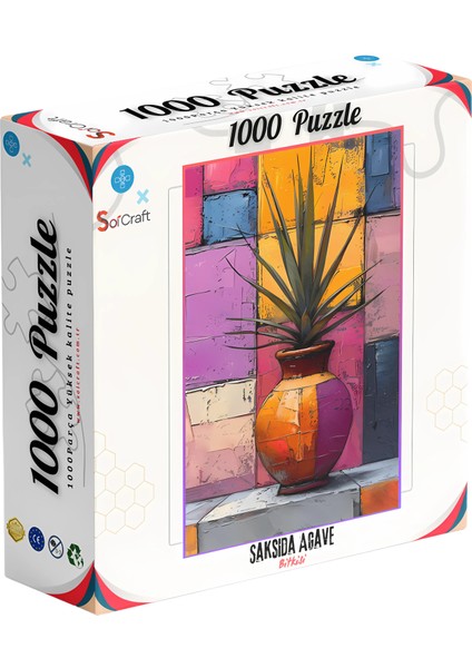 1000 Parça Puzzle Saksıda Agave Bitkisi Modern Sanat