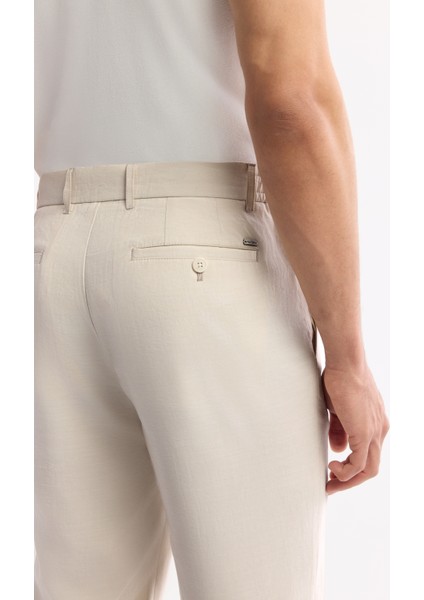 Erkek Bej Yandan Cepli Beli Lastikli Soft Touch Comfort Slim Fit Pantolon A51Y3217