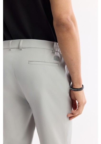 Erkek Açık Gri Slim Fit Beli Lastikli Bi Stretch Kumaş Pantolon A51y3077