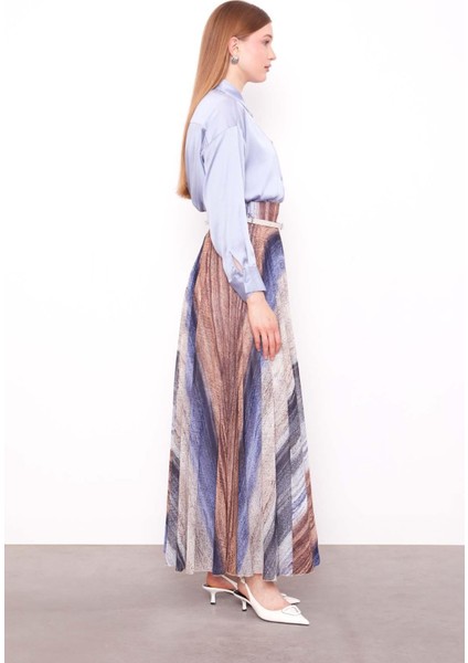 Mavi Batik Desen Etek modelleri