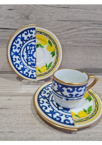 12 Parça 6 Kişilik Porselen Türk Kahvesi Fincan Takımı Lemone Serisi modelleri