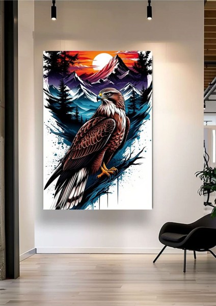 Kartal Temalı Kanvas Ev Duvar Salon Ofis Dükkan Hediyelik Dekarasyon Süsü Ölçü Seçmeyi