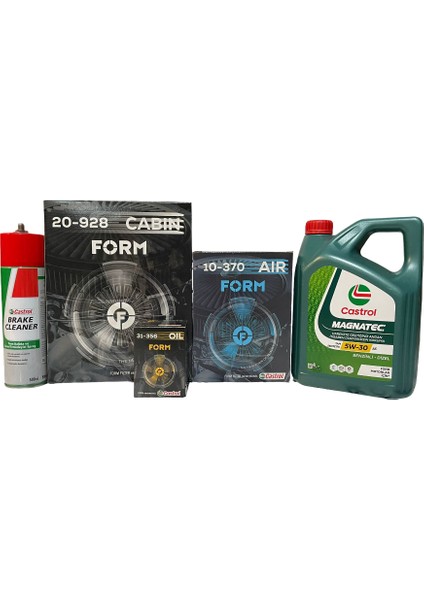 Ford Focus III Filtre Bakım Seti Dizel | Balata Spreyi ve Karter Tapası Hediye | 5W-30 Magnatec 4L | Castrol