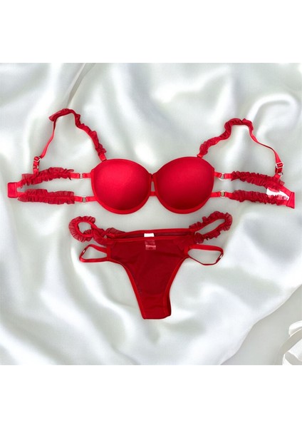 Fırfırlı Destekli ve Dolgulu Sütyen Takımı