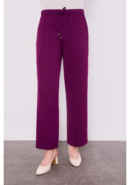 Mor Beli Lastikli Spor Pantolon
