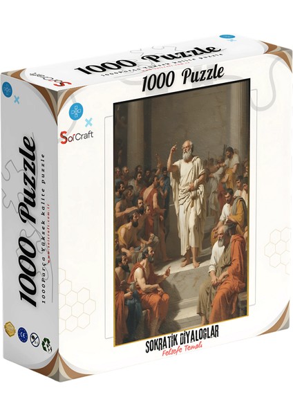 1000 Parça Puzzle Yunan Dönemi Sanat Eseri, Antik Felsefe Temalı Sokratik Diyaloglar