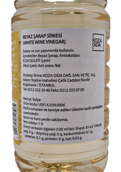 Beyaz Şarap Sirkesi (White Wine Vinegar) 1 Lt modelleri